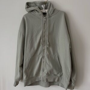 Brandy Melville Christy Hoodie Pale Green Sage Oversized Zip Hoodie